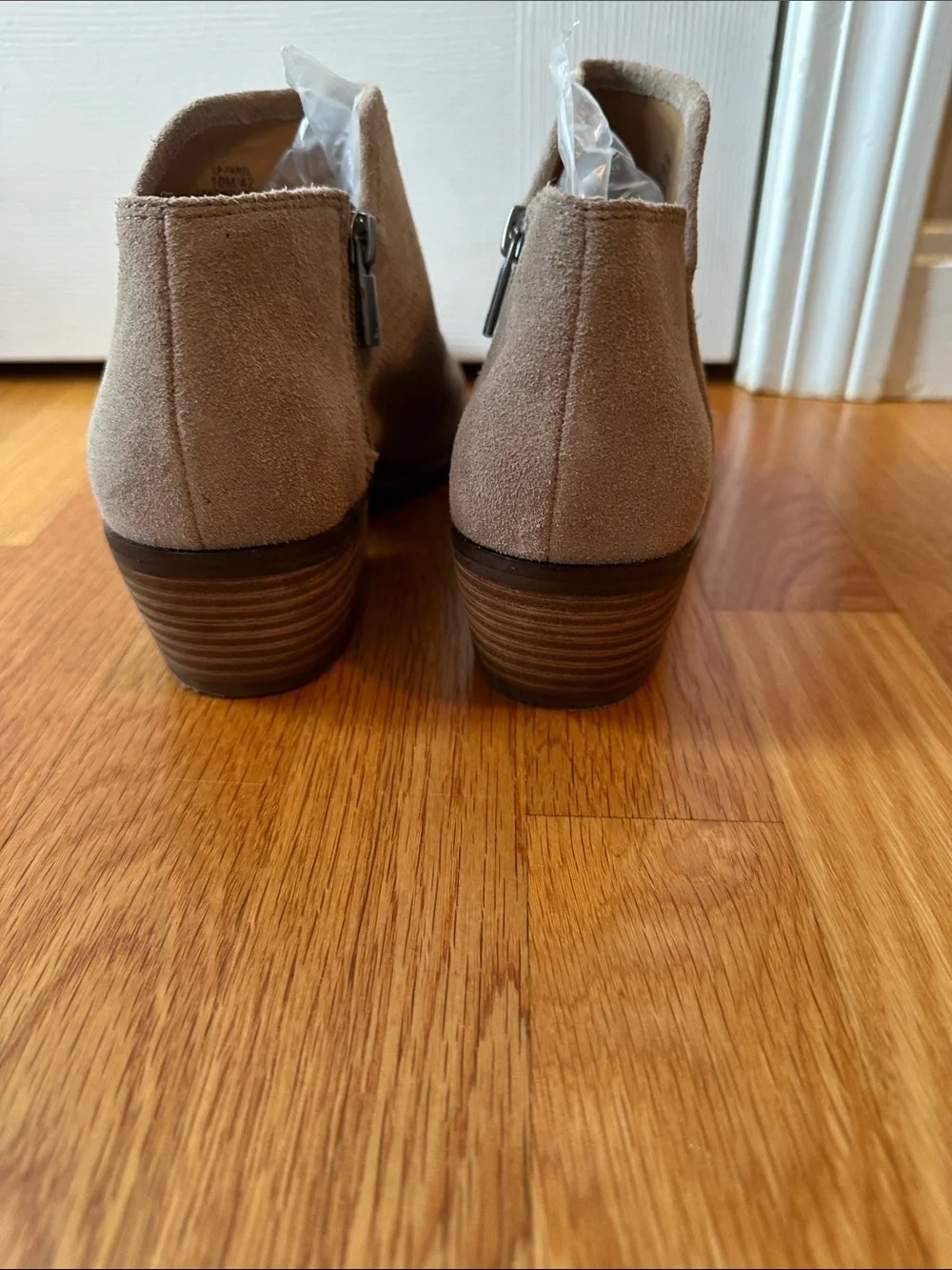 Lucky Brand Tan Suede Ankle Booties size 10; like new suede perforated